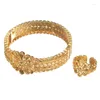 Bangle Dicai Sencate Gold Plaged Bracelet Women Ring Ring Arabian Luxury Charm Barkes Dubai Jewelry Set Massioner Fashion
