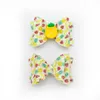 Hair Accessories 2PCS 2.3in Cute Fruit Resin Printing Leather Mix Bow Kawaii Side Clips Girls Kids Hairpins Headwear