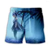 Shorts pour hommes été hommes Anime Genshin Impact 3D imprimé décontracté pantalons courts unisexe Harajuku plage Boardshorts mâle S-5XL