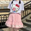 Klänningar kvinnor japanska jk lolita mini kjolar 2022 ny spets hög midja haruku svart aline veckade kjol skolflickor kawaii streetwear