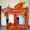 Blue Size 6# 3 1M Kid Golden Shining Colorful Dragon Dance Mascot Costume Christmas Parade Outdoor Decor Game Culture Holida250s