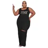 Cover-up Wsfec Xl5xl Été 2023 Femmes Vêtements Grande Taille Ensembles Assortis Solide Sans Manches Trou Large Pantalon Costumes Deux Pièces Ensembles Tenues