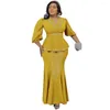 Roupas étnicas Muslim Abaya Dress Women Women Marrocos Turkey 2 Peça A garota Slim Party Dubai Belted Top Long Skirt Suit