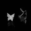Hip Hop Rapper Men Kolczyki stadninowe Biżuteria Złota srebrna s925 Butterfly Full Diamond Cyrcon Kolczyki nocne Akcesoria biżuterii 1464