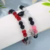 Charm Bracelets 2 pçs/set gótico aranha animal pulseira magnética coração casal hip hop elástico frisado para homens mulheres jóias de halloween