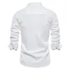 Hommes t-shirts AIOPESON printemps coton chemise sociale hommes couleur unie de haute qualité à manches longues pour chemises décontractées à revers 230715