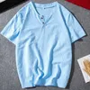 Men's T-Shirts Leisure Mens Cotton Linen T Shirt Summer Short Sleeve Loose Buttoned V Neck Solid Tee Clothes For Men Streetwear Pullover Tops L230715