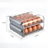 ストレージボトル2層引き出しタイプの卵ボックススタッキング可能な冷蔵庫オーガナイザーFridger Holder Tray Kitchen用