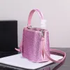 2023 Top qualité véritable peau de vache femmes sac seau vente chaude nouveau or argent rose une épaule bandoulière sac à main dîner plage fête loisirs mode personnalité