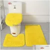Bath Mats Solid Color Bathroom Mat Set Fluffy Hairs Carpets Modern Toilet Lid Er Rugs Kit 3Pcs/Set Rec 50X80 50X40 45X50Cm 843 D3 Dr Dhwcy