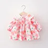 Vestidos de menina outono manga comprida meninas de 1 a 4 anos flor floral infantil para algodão roupas infantis menina 230714