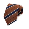 Bow Ties 8cm Mens Neck Tie Orange Navy randig mönstrad mode man slips siden ascot cravat för gentleman bröllopsfest yuy09