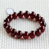 Strand 11mm äkta Precious Wine Red Natural Stone Garnet Quartz Crystal Round Beads Armband för kvinnor Stretch Charm Femme