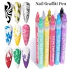 Esmalte de uñas 12 Unids / set Nail Art Graffiti Pen Color negro UV Gel Polish Design Dot Painting Detailing Pen Brushes DIY Nail Art Adorn Tools 230715