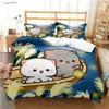 Set di biancheria da letto Bubu Dudu Cartoon Bear Panda Copripiumino Cute kawaii Set di biancheria da letto Morbido copripiumino e federa Lenzuolo / Coppia / Queen / King Bambini 230715