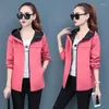 Women's Trench Coats Two Side Wear Spring Autumn Women Jacket Hooded Geometric Print Outwear Coat Plus Size Female Windbreaker Tops M-4XL