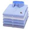T-shirts pour hommes Chemises à manches longues pour hommes 6XL 5XL 100 coton Oxford Plaid solide bleu hauts à rayure décontracté Slim Fit Camisa Social vêtements coréens 230715
