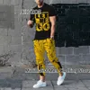 Herren Polos Sommerhose Trainingsanzug Set Sportwear 3D-Druck Kurzarm T-Shirt Lange Hosen 2-teilige Outfits Männer Straßenkleidung 230715