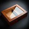 豪華な透明なガラス杉の木材葉巻フミドールボックス新しいポータブル木製葉巻ケースガラストップトラベルシガーヒュミドールキャビネットボックス