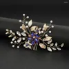 Hair Clips 6 Teeth Side Combs With Hypo-allergenic Alloy Rhinestones Leaf Shape For Bridesmaid Wedding Dating Shopping