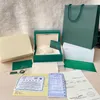 Top Luxury Watch Green Box Papers Gift Watches Boxes Leather bag Card For Rolex wristwatchBox full set227m