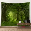 Tapissries Dome Cameras Green Jungle Tapestry Vacker naturlig skog Stor vägg hängande hippie bohemiska mandala väggkonst hemdekoration 8 storlekar