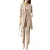 Kvinnors tvådelar Pants Fashion 2-Piece Set 2023 i Female Casual Long Jacket Byxor Elegant Office Lady Professional Business Suit