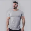 Heren T-shirts Gym T-shirt Mannen Katoen Sport Korte mouw Slim Fit Running T Shirt Man Fitness Workout Tee Tops Zomer Bodybuilding Kleding L230715