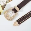 Cinture 2023 Cintura occidentale con borchie di diamanti Fibbia ad ardiglione larga Cinturino di alta qualità con strass di cristallo di lusso per jeans da donna