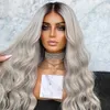 Black/Grey Synthetic Lace Front Wigs for Women Body Wave Lace Wig Long Hair Cosplay High Temperature Fiber Synthetic Wigs 230524