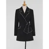 Женские костюмы Blazers Tingfly Fashion Fashion Black Color Зимний осенний пиджак Coats Lady Office Elegant Work Old