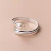 Cluster Rings Real 925 Sterling Silver Pearl Open Glossy Adjustable Finger Ring Fine Jewelry For Women