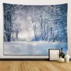 Tapisseries Dôme Caméras Neige Hiver Forêt Tapisserie Esthétique Noël Décoratif Ciel Étoilé Paysage Arbre Grand Tissu Tapisserie Tenture Murale Décor R230714