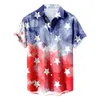 Männer Casual Hemden Sommer Herren Button Hemd Unabhängigkeit Tag Für Männer Streifen Druck Camisas Blusas Revers Kragen Tops Streetwear Outfits 2023