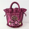 Borse per la spesa Borsa elegante con coulisse a fiori Borsa da donna in stile etnico con secchiello rosa Borsa per cellulare Trucco femminile