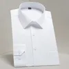 T-shirts pour hommes, plus la taille de base, ajustement standard, chemise à manches longues, solide, rayé, formel, blanc, travail, bureau, classique, mâle 230715