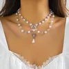 Choker Fashion Strawberry Pendant Necklace Imitation Pearls Pärlade Y2K Girls Heart Fjäril Tassel Kvinnor gåvor