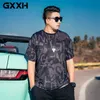 Men's T-Shirts GXXH Large Men's 2023 Summer Fashion Polyester Fabric Ice Silk Graffiti Crew Neck Short Sleeve T-shirt 80-140KG Men Clothing L230715