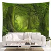 Gobeliny kamery kopułowe sepyue leśne zielone drzewo w mglistym lesie ściana wisząca sceneria natury dekoracje do salonu sypialnia R230714