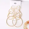 Brincos de argola 5Piar/Set Punk Vintage Grande Círculo Redondo Pendentes para Mulheres Dourado Minimalista Jóias Pendientes