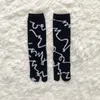 Women Socks Japanese Kimono Flip Flop Sandal Split Toe Tabi 2 Foot Finger Print Mid Calf Cotton