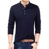 Herenpolo's Mode Mannen Lange mouw Basic Effen Dunne poloshirts Lente Herfst Slim Tees Koreaanse mannelijke kleding Business Casual Tops 230714