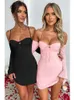 Casual Dresses Temuscola Off Shoulder Hollow Out Mini Dress Women V Neck Backless BodyCon Summer Lace Up Sexy Elegant Night Club Outfits