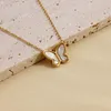 Choker Tarnish Free Shell Butterfly Pendant Necklace For Women 18k Gold Plated Stainless Steel