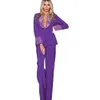 Violet Femmes Costumes Pour Smokings De Mariage 2 Pièces Paillettes Perles Blazer Et Pantalon Designer Formelle Robe De Bal De Soirée Sur Mesure