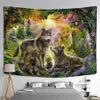 Tapissries Dome Cameras Psychedelic Cool Wolf Tapestry Wall Hang Full Moon Night Bohemian Hippie Witchcraft Tapiz Science Fiction Dormitory Decor R230714