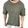 T-shirts pour hommes printemps et été mode tricoté revers rayé imprimé chemise à manches courtes