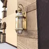 Lampade da parete Ottone Vetro Europeo Esterno Impermeabile Villa Cortile Bagno Balcone Corridoio Applique Luci Deco Illuminazione