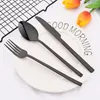 Dinnerware Sets 1Pc Stainless Steel Cutlery Set Mirror Black Knife Dessert Fork Coffee Spoon Tableware Western Kitchen Flatware