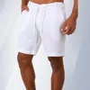 Shorts Masculino Moda Verão Linho Masculino Algodão Praia Curto Selvagem Lazer Solto Carga Sólida para Calções de Moletom 230714